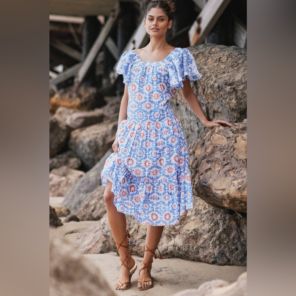 Anthropologie Ro's Garden Jenna Midi Dress L